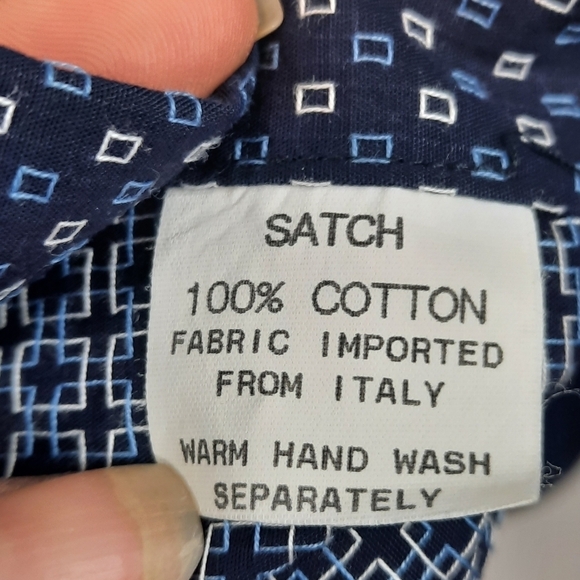 Satch Collared Dress Shirt Button Down Slim Fit Long Sleeve Geometric‎ - Picture 4 of 9